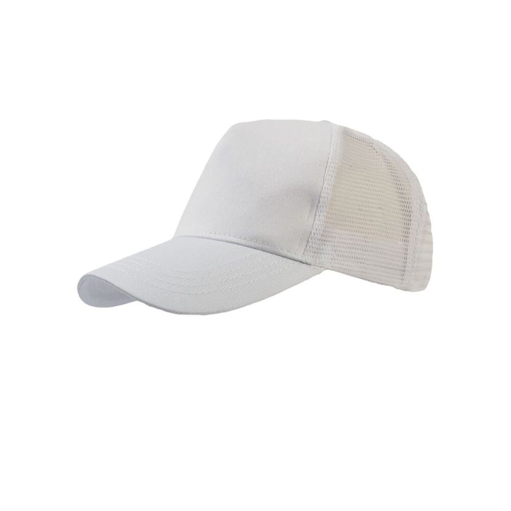 Atlantis Rapper Cotton 5 Panel Trucker Cap / White/White